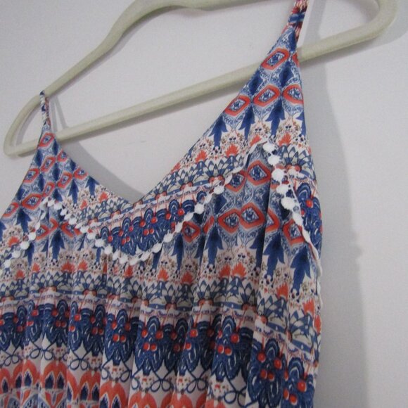 Women's Boho Printed Maxi Dress XL Blue Casual Maximalist Tribal Geometric - Picture 4 of 10